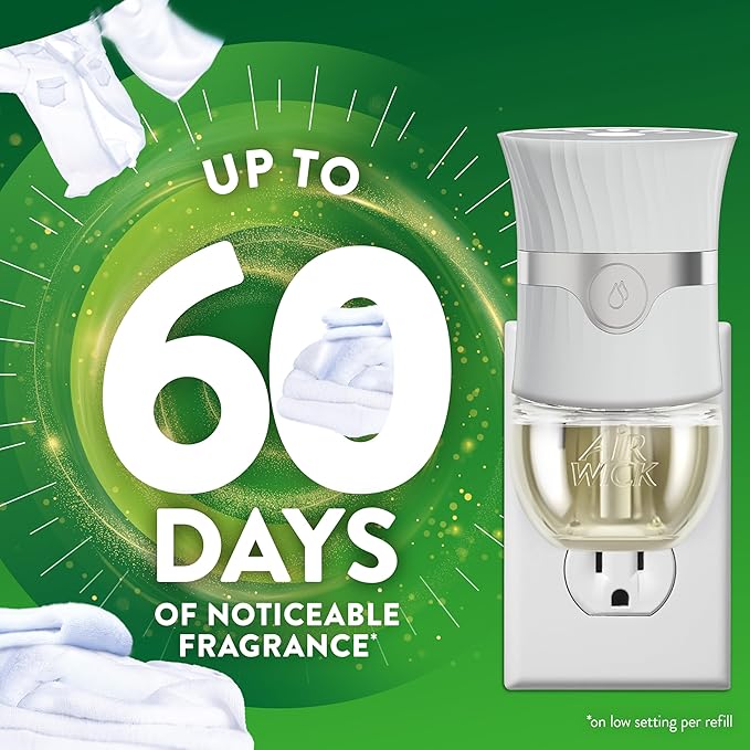 Air Wick Plug in Scented Oil Refill, 10ct, Fresh Linen, Air Freshener, Essential Oils, Eco Friendly Pack