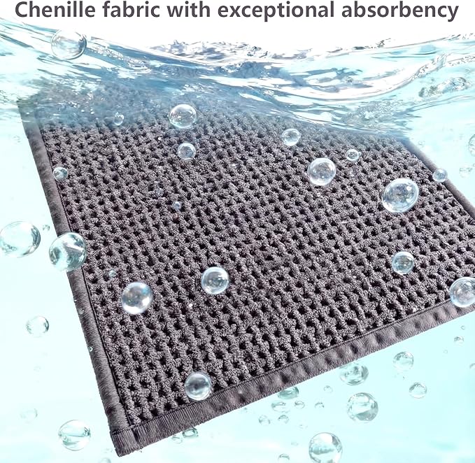 Bathroom Rugs Non Slip Washable, Super Absorbent Thin Bath Mat for Small Quick Dry Low Pile Bathroom Rug, (Light Gray, 24″x16″)