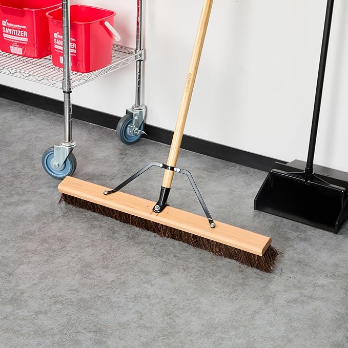 Restaurantware-BROOM HEAD ONLY: Clean Tek Professional 30-Inch Indoor Broom Head, 1 Heavy-Duty Push Cleaning Tool - Handle And Brace Sold Separately, Palmyra Bristles, Wooden, Outdoor Use