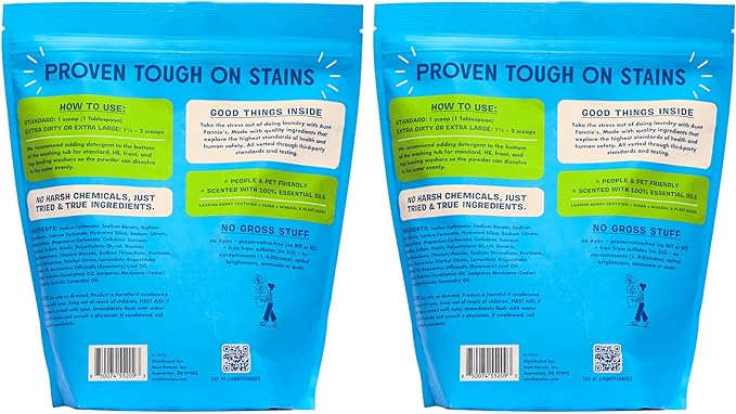 Aunt Fannie's Extra Strength Powder Laundry Detergent, Stain Fighting, Plant Based, Natural Ingredients, 70 Loads Per Bag, Eucalyptus, 88 Oz