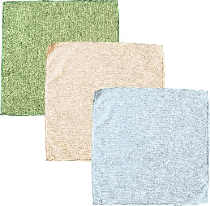 Fox Run Colorful Microfiber Cleaning Cloth Set, Includes Blue, Green and Cream Kitchen and Home Cleaning Towels