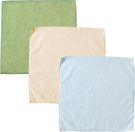 Fox Run Colorful Microfiber Cleaning Cloth Set, Includes Blue, Green and Cream Kitchen and Home Cleaning Towels