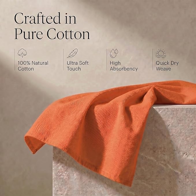 Urban Villa Kitchen Towels 100% Cotton Dish Towels for Kitchen(Set of 6)20”x30” Dish Cloths Highly Absorbent Kitchen Linen Set with Hanging Loop Perfect for Drying Dishes Cleaning Hand Towels – Orange