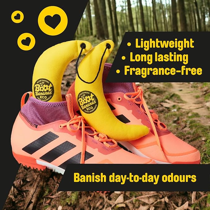 Boot Bananas Eco Travel Deodorisers | Light Weight, Sustainable, Reusable Sports Shoe & Glove Deodorizer Odour Neutralizer & Air Purifier | Eco-Conscious | Lasts up to 12 Months | 1 Pair