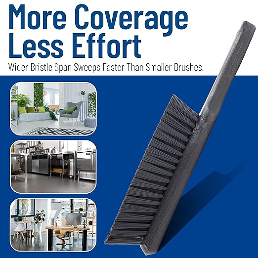 SPARTA 8 Inch Soft Counter Brush with Polyester Bristles and 5 Inch Handle, Color Coded Handheld Broom for Tables Countertops and Foodservice Surfaces, 13 Inch Overall Length, Black, Pack of 6
