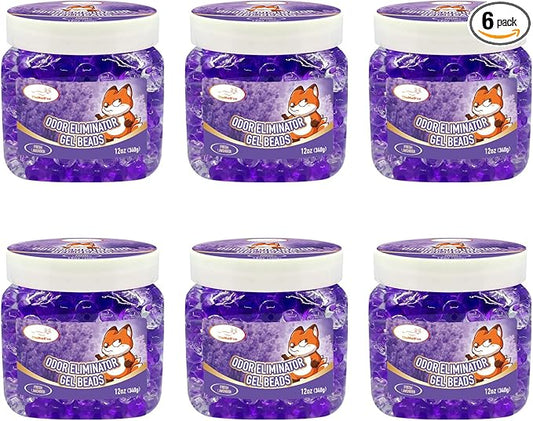 6 Pack Odor Eliminator Gel Beads, 12 oz, Air Freshener Beads for Home & Car, Pet Odor Eliminator for Bathroom, Closet, Pet Area & RVs, Long-Lasting Natural Fresh Lavender