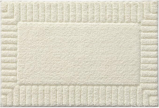 LUMI Bathroom Rugs Non Slip with Rubber Backing, Extra Soft Plush Microfiber Bath Rug Absorbent, Machine Washable Bath Mat Quick Dry for Tub, Shower, Ivory White, 20"x32"