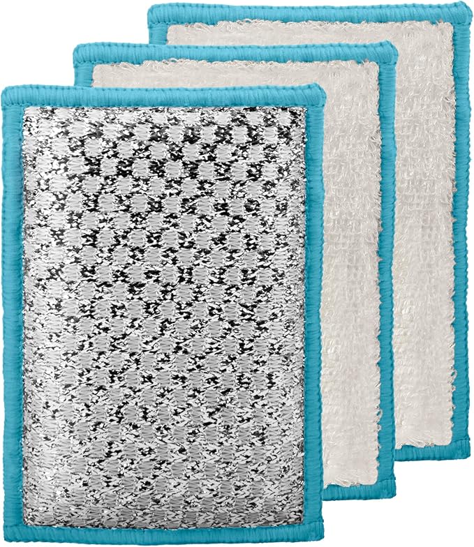 OGGI Bambou Odor-Free Scrubbing Sponges - Natural Scrub Sponges for Dishes, 91% Bamboo-Derived Rayon Cellulose Fiber, Reusable, Absorbent, Durable Scrubbers, Non-Scratch, Washable - 3 pcs, 7x4