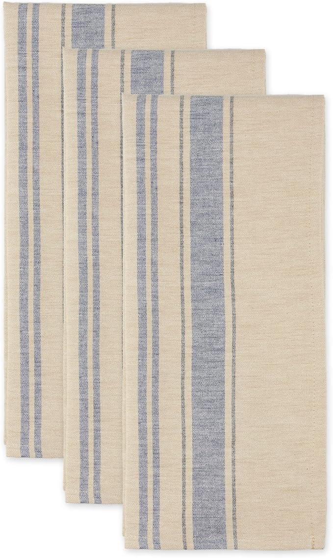 DII French Stripe Dishtowels, Kitchen Collection, 20 x 30 (Set of 3), Nautical Blue