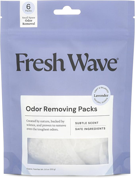 Fresh Wave Lavender Odor Eliminating & Deodorizing Packs | Bag of 6 | Safer Odor Relief for Small Spaces | Natural Plant-Based Odor Eliminator | Odor Absorbers for Home