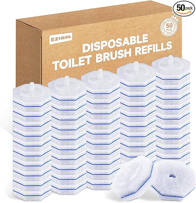 50 Count Toilet Wand Refills for Clorox, 5X Cleaning Power Toilet Bowl Wand Refills & High-Density Disposable Toilet Brush Scrubber - No Falling Apart, Instant Foam for Bathroom Cleaning