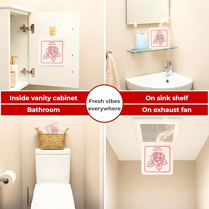 Amber Rose - Room Deodorizer Gel Odor Eliminator For Home - Pack Of 3 - Bathroom Air Freshener Odor Absorber - Long Lasting Non Plug In Strong Scent For Kitchen Trash Basement Rv Closet Smell