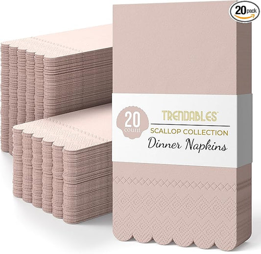 Party Solids Peach Scalloped Napkins Disposable 20 Pcs 3-Ply Peach Scalloped Dinner Napkins Disposable Decorative for Dinners & Parties, Paper Guest Towels for Bathroom & Party Supplies