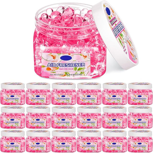18 Pack Gel Odor Eliminator Beads 8 Ounce Scent Beads Bulk Air Freshener Removing Long Lasting Eliminates Odors for Home, Bathrooms, Cars, Boats, Rvs and Pet Areas(Rose)