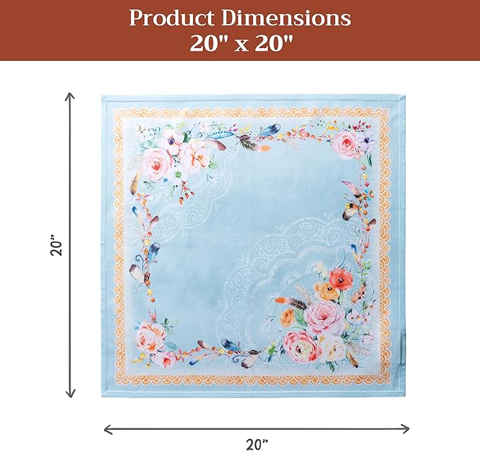 Maison d' Hermine 100% Cotton Cloth Napkins Set of 4 Everyday Reusable Square Napkins Cloth Washable Dinner Party Wedding Restaurant Hotel Kitchen Spring Summer (Ibiza - Blue, 20" x 20")
