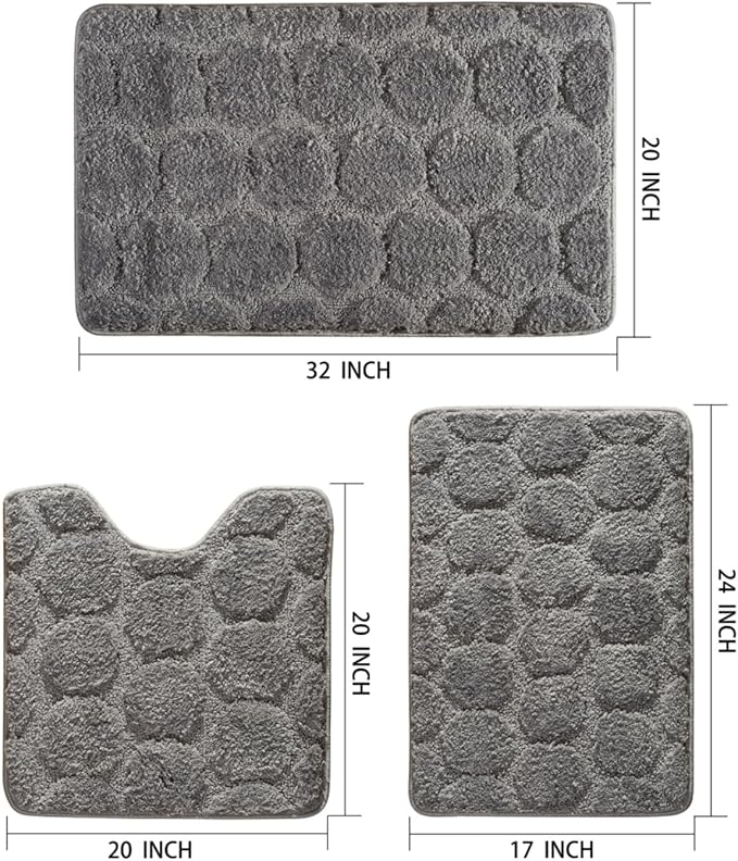 Bath Rugs Set 3 Pieces Bathroom Mat Soft Absorbent Plush Shaggy Soft Floor Non Slip Shower Bath Tub Machine Washable
