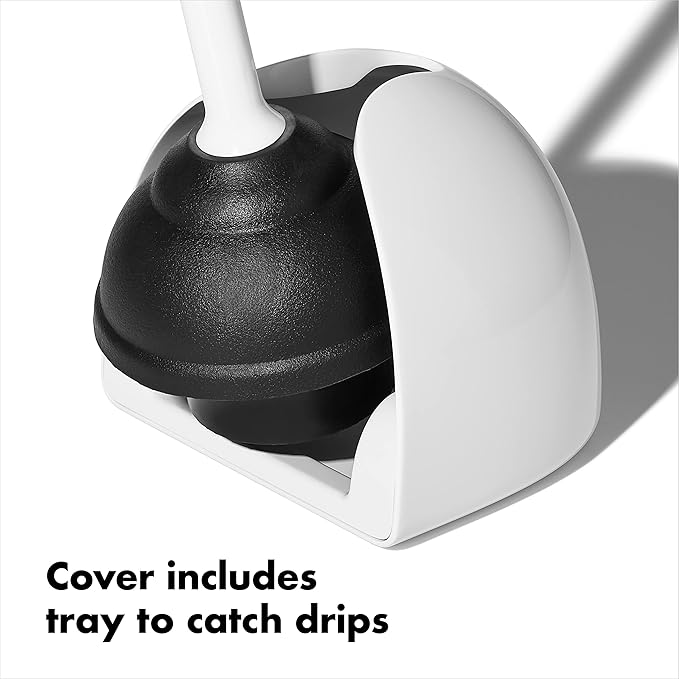 OXO Good Grips Compact Toilet Brush & Canister (White) and OXO Good Grips Toilet Plunger with Cover (White)