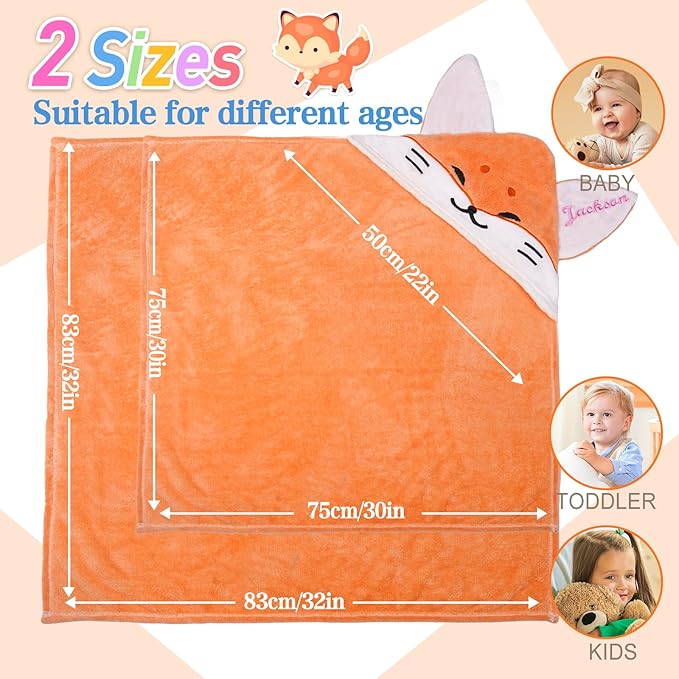 Baosity Custom Hooded Baby Towel with Name, Personalized Soft Absorbent Fox Bath Towel, Shower Towels for Girls Boys, Easter Brithday for Kids Baby, Toddler, Newborn Essential