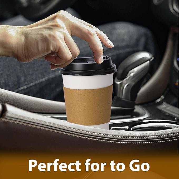 Clawsoff 500 Pack 12 oz Disposable Coffee Cups with Lids and Insulated Sleeves, Leak-free Paper and Sturdy Thick Paper Hot to Go Coffee Cups with Lids for Cold/Hot Beverage (White)