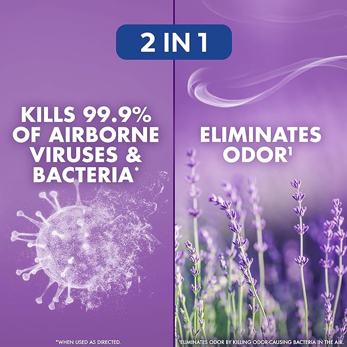 Lysol Air Sanitizer Spray with Bacterial Odor Eliminator for Home & Office, Sanitizing Air Spray, Air Freshener Alternative,Lavender Sky Scent, 10 oz (Pack of 3)
