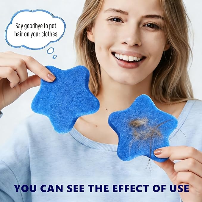 4 PCS Pet Hair Remover for Laundry – Effectively Removes Fur, Lint & Dander – Reusable, Eco-Friendly Laundry Pet Hair Catcher – Gentle on Clothes, Protects Machine, Easy to Use & Clean (Blue)