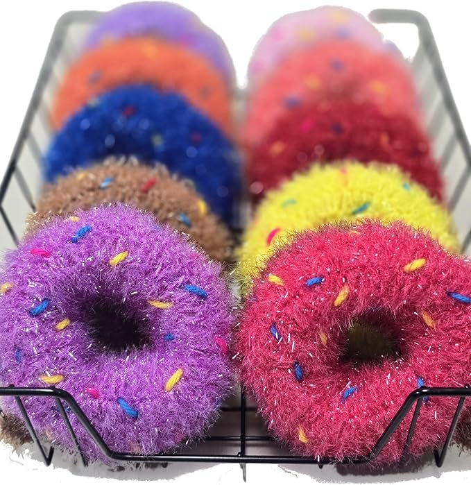 100% Handmade Crochet Donut Design Dish Scrubber Dishwash Scrubbies 3 Set
