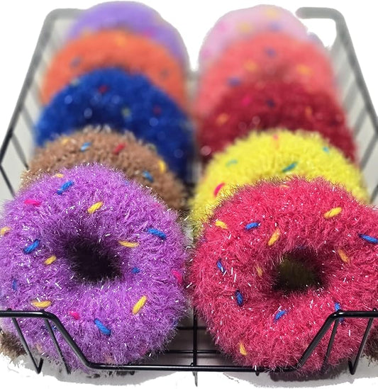 100% Handmade Crochet Donut Design Dish Scrubber Dishwash Scrubbies 3 Set