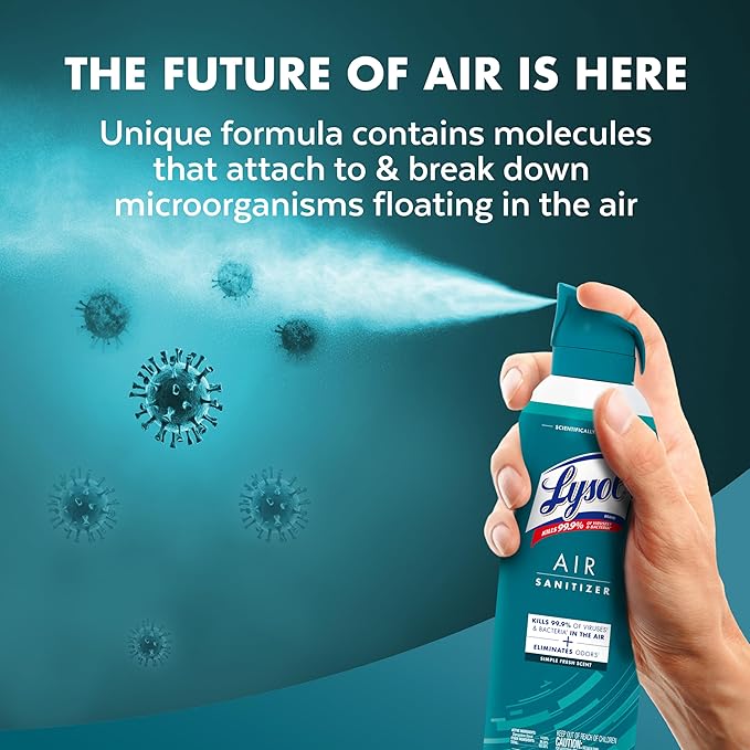 Lysol Air Sanitizer Spray with Bacterial Odor Eliminator for Home & Office, Sanitizing Air Spray, Air Freshener Alternative, Simple Fresh Scent,10 oz (Pack of 3)