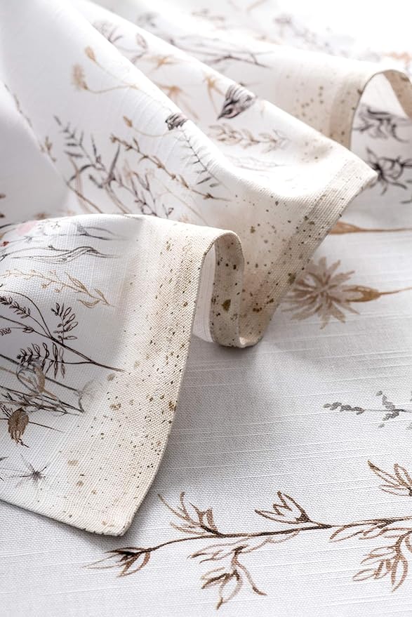 Maison d' Hermine 100% Cotton Cloth Napkins Set of 4 Everyday Reusable Square Napkins Cloth Washable Dinner Party Wedding Restaurant Hotel Kitchen Spring Summer (Meadow Florals - Brown, 20" x 20")
