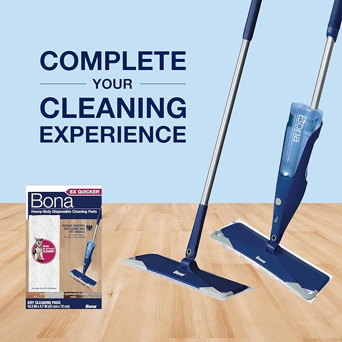 Bona Multi-Surface Floor Cleaning Pads - 18 Refills - Heavy-Duty, Disposable, Microfiber Pads for Easy Floor Cleaning