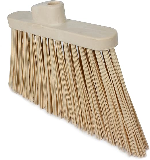 SPARTA Plastic Broom Head, Angled, Un-Flagged for Large Debris Indoor, Outdoor, Home, Restaurant, Lobby, Office, 12 Inches, Tan
