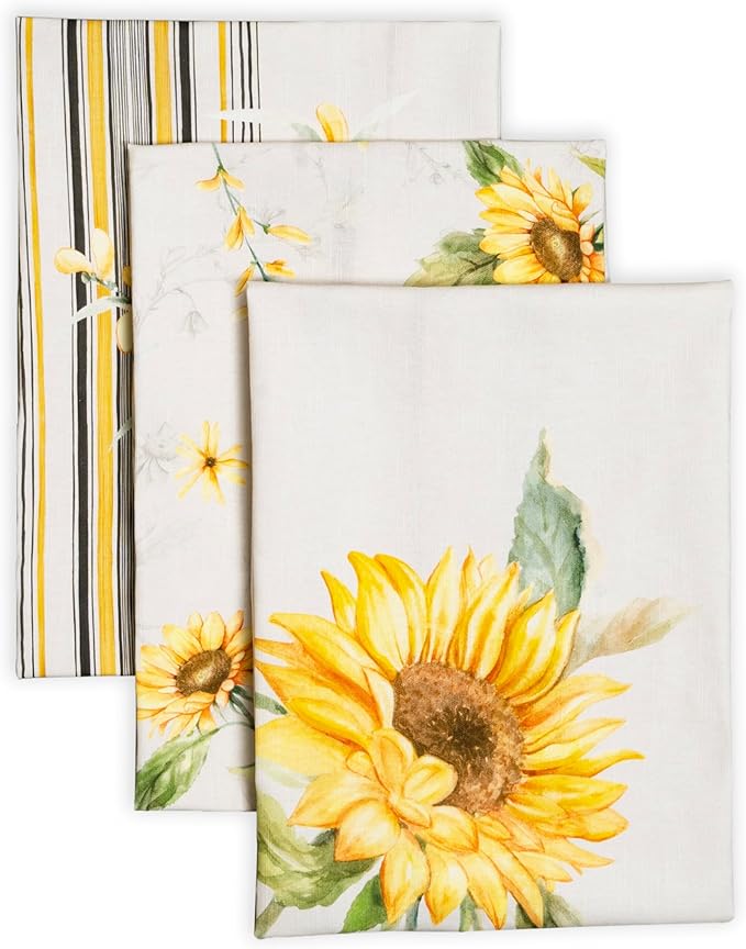Maison d' Hermine Kitchen Towels Set of 3 100% Cotton 27.50" x 20" Reusable Cloth Tea Dish Towels Absorbent with Hanging Loop for Kitchen Farmhouse Hotel Spring Summer - Candice