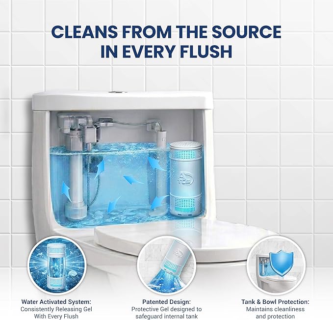 MGICAN Patented Automatic Toilet Bowl Cleaner System (ATCS) 1700+ Flushes - Non Toxic Toilet Bowl Cleaners for Hard Water Stains - UL-Certified Toilet Cleaner 1 Year Supply (4 Pack)