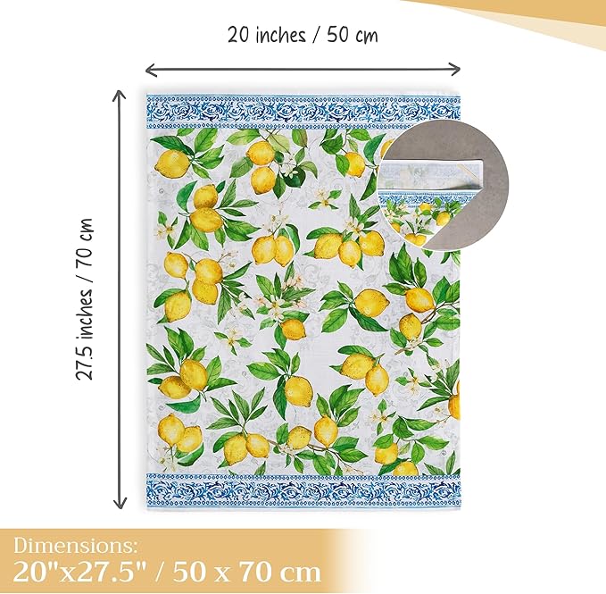 Maison d' Hermine Kitchen Towels Set of 3 100% Cotton 27.50" x 20" Reusable Cloth Tea Dish Towels Absorbent with Hanging Loop for Kitchen Farmhouse Hotel Spring Summer - Cedrat