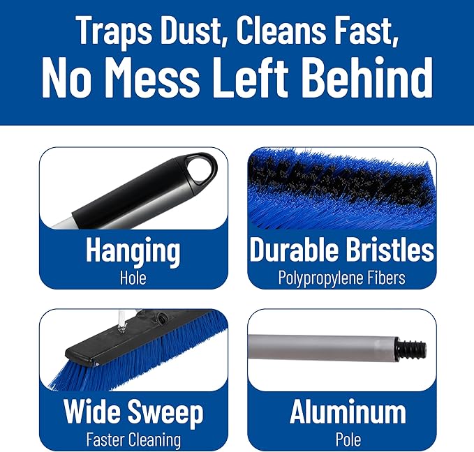SPARTA Sweep Complete Floor Sweep with Squeegee for Catering, Buffets, Restaurants, Stainless Steel, 24 Inches, Blue