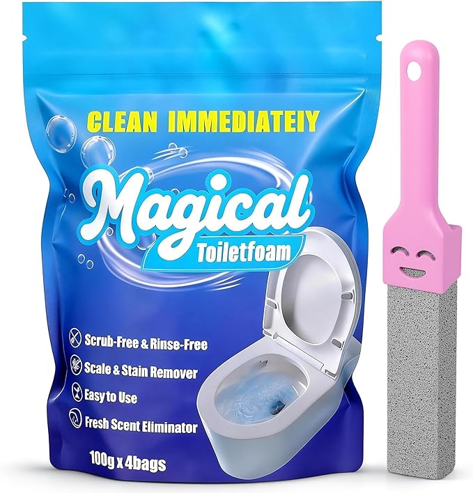Foaming Toilet Bowl Cleaner Powder: Self-Activating Foam Toilet Cleaner for Deep Cleaning - Stain Remover for Bathroom