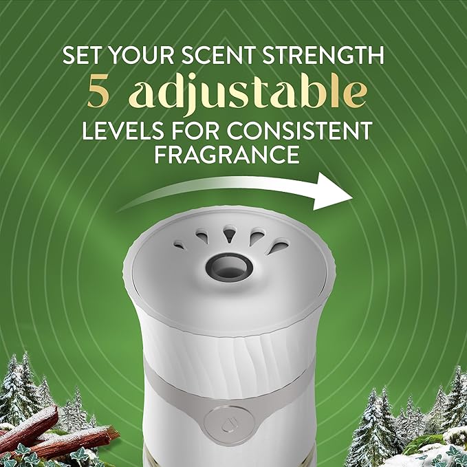 Air Wick Vibrant Plug in Scented Oil Refill, Infused with Essential Oils, Plug in Air Fresheners for Home, Winter Woods & Frosted Ivy, 5 ct