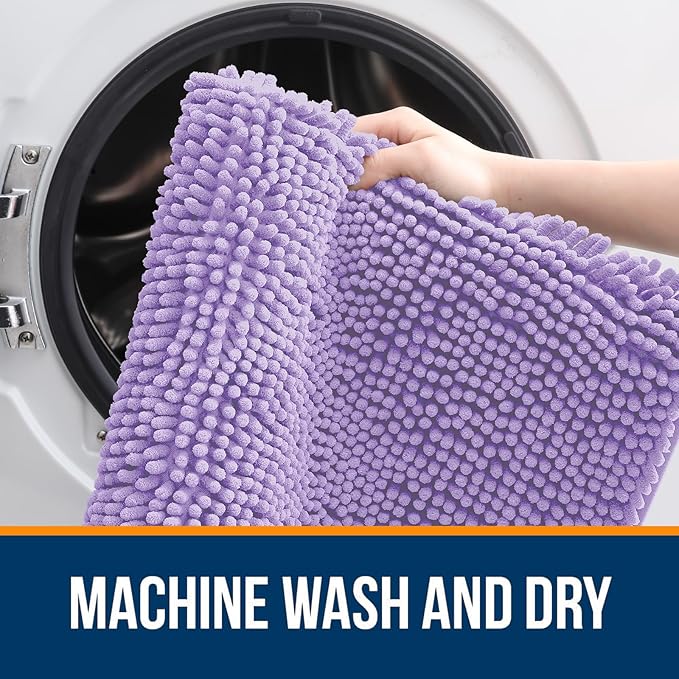 OLANLY Large Bathroom Rugs 70x46, Extra Soft Absorbent Chenille Bath Rugs, Rubber Backing Quick Dry, Machine Washable Bath Mats for Bathroom Floor, Tub and Shower, Home Decor Accessories, Lavender