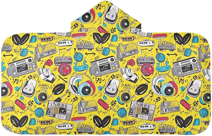 Kids Hooded Towels Funny Audio Headphones Swimming Beach Towel 23.5" x 50" Bath Towel for Boys Girls 21216664