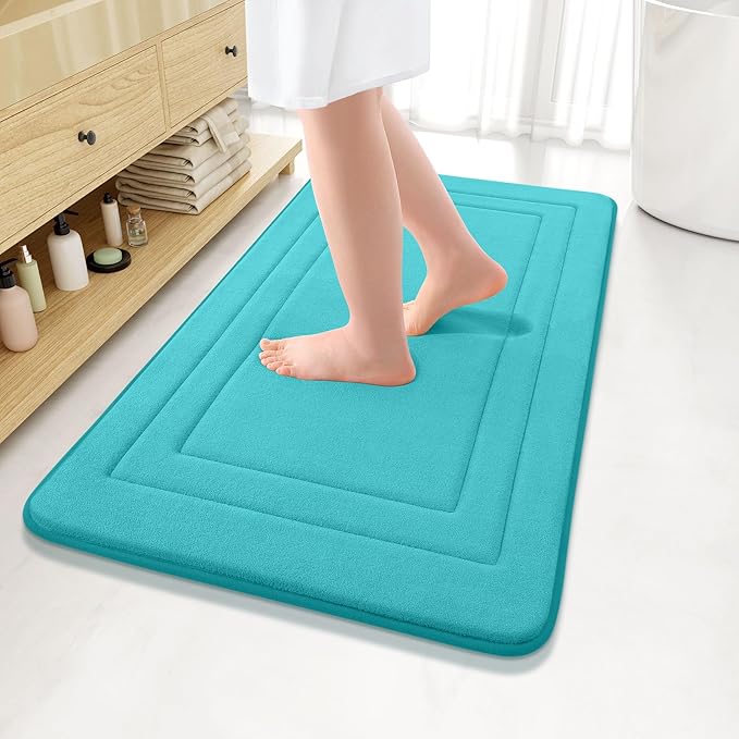 Arotive Memory Foam Bathroom Rug Mat 36x24, Ultra Soft and Absorbent Bath Mat, Machine Wash Dry, Comfortable Bath Rug Carpet for Bathroom Floor, Tub and Shower, Teal