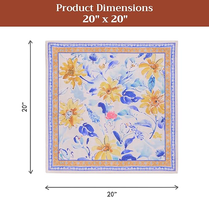Maison d' Hermine 100% Cotton Cloth Napkins Set of 4 Everyday Reusable Square Napkins Cloth Washable Dinner Party Wedding Restaurant Hotel Kitchen Spring Summer (Girassol, 20" x 20")