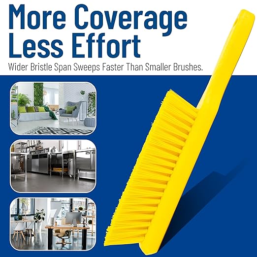 SPARTA 8 Inch Soft Counter Brush with Polyester Bristles and 5 Inch Handle, Color Coded Handheld Broom for Tables Countertops and Foodservice Surfaces, 13 Inch Overall Length, Yellow, Pack of 6