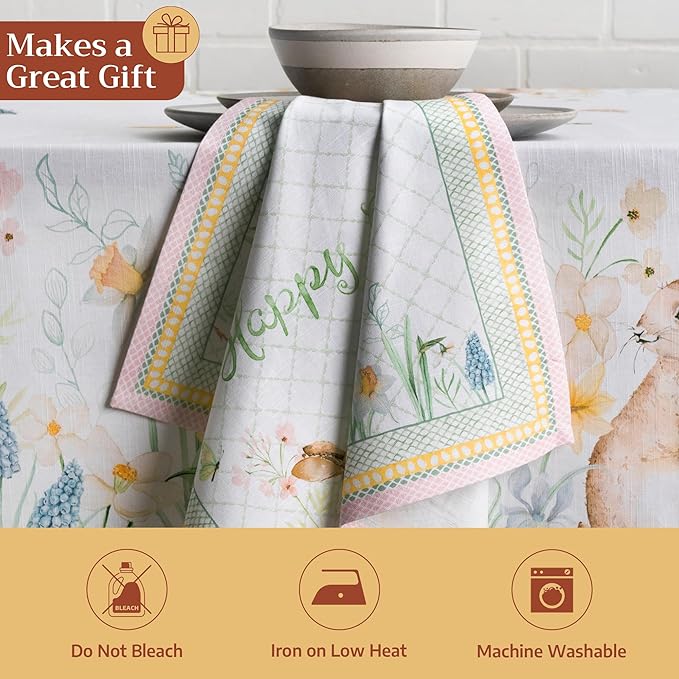 Maison d' Hermine 100% Cotton Cloth Napkins Set of 4 Everyday Reusable Square Napkins Cloth Washable Dinner Party Wedding Restaurant Hotel Kitchen Spring Summer (Easter Dew, 20" x 20")