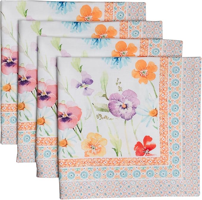 Maison d' Hermine 100% Cotton Cloth Napkins Set of 4 Everyday Reusable Square Napkins Cloth Washable Dinner Party Wedding Restaurant Hotel Kitchen Spring Summer (Summer Whisper, 20" x 20")