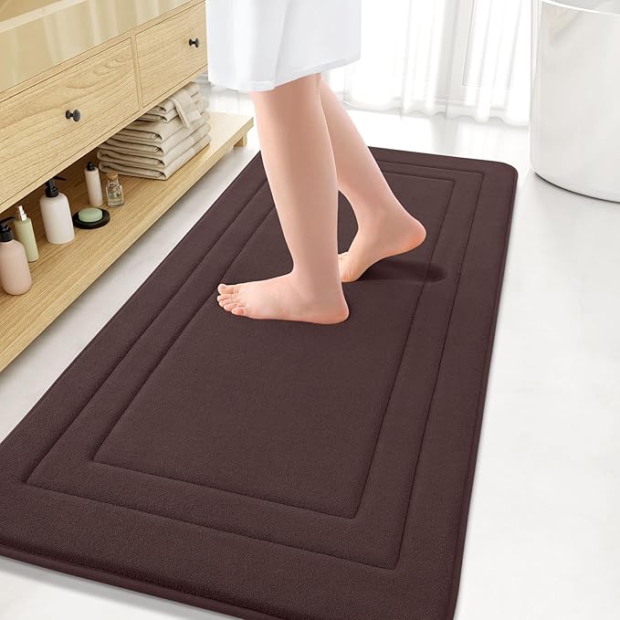 Arotive Memory Foam Bathroom Rug Mat 54x24, Ultra Soft and Absorbent Bath Mat, Machine Wash Dry, Comfortable Bath Rug Carpet for Bathroom Floor, Tub and Shower, Brown