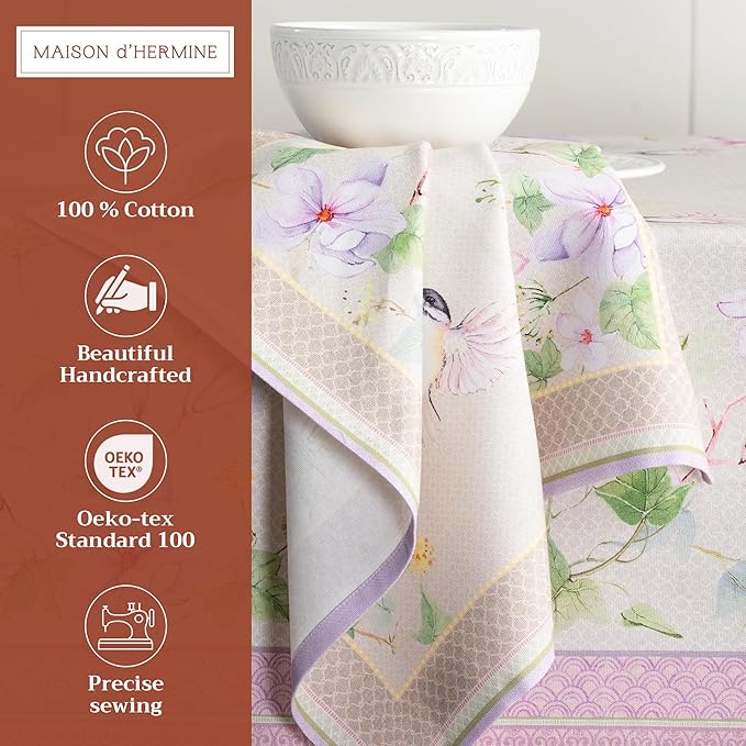 Maison d' Hermine 100% Cotton Cloth Napkins Set of 4 Everyday Reusable Square Napkins Cloth Washable Dinner Party Wedding Restaurant Hotel Kitchen Spring Summer (Magnolia Mornings, 20" x 20")