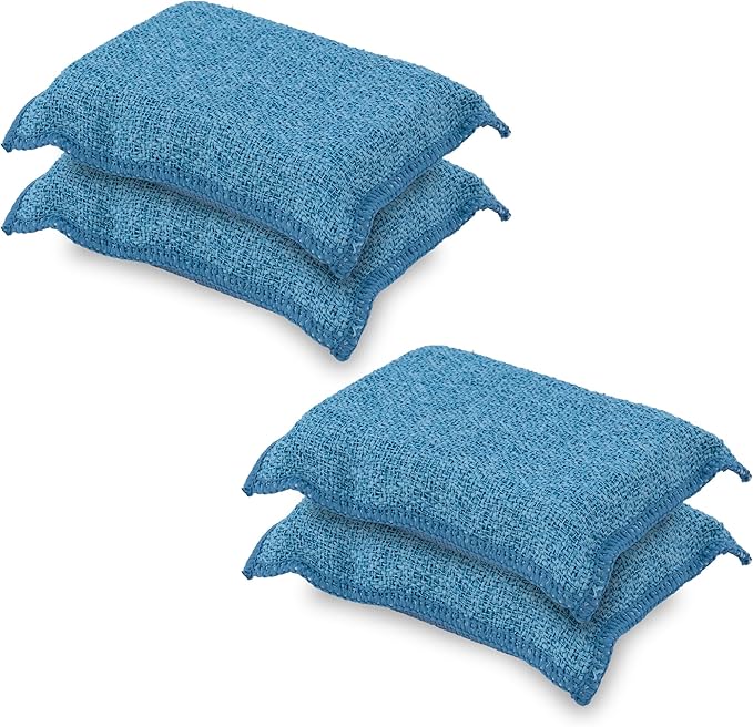 Miracle Microfiber Scrubbing Sponge, Blue Extra Scrubbing Power Sponge for Kitchen, Sink, Pot, Pan and Dish Washing, Super Absorbent and Rapid Drying 4-Pack
