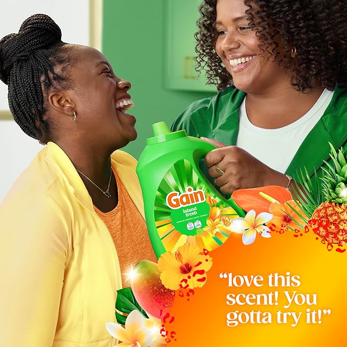 Gain Liquid Laundry Detergent with Odor Defense, Island Fresh Scent, Laundry Soap For HE Washing Machines, 132 fl oz, 100 Loads (Packaging May Vary)