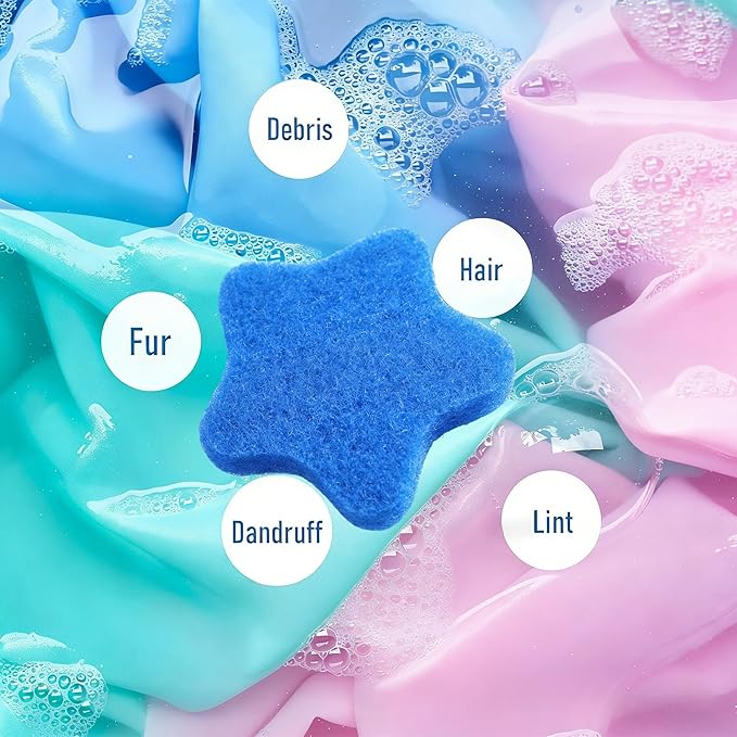 4 PCS Pet Hair Remover for Laundry – Effectively Removes Fur, Lint & Dander – Reusable, Eco-Friendly Laundry Pet Hair Catcher – Gentle on Clothes, Protects Machine, Easy to Use & Clean (Blue)