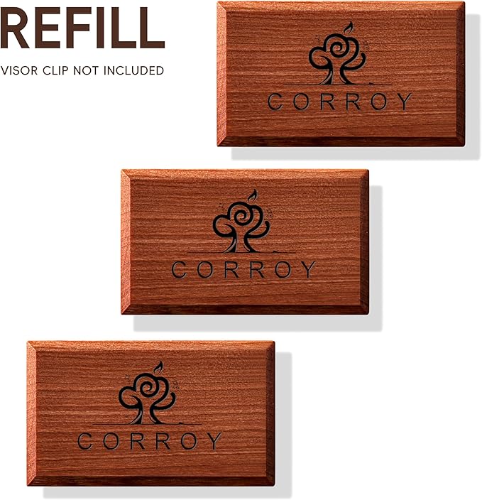 Car Air Freshener Natural Essential Oil Scent, Odor Eliminator and Purifier, Sun Visor Clip Air Freshener for Car(Refill - 3 Pack - Pure Amber)